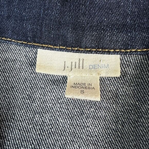 J Jill Womens Size Small Blue Jean Trucker Jacket Denim Coat Button Up Stretch - Picture 7 of 9